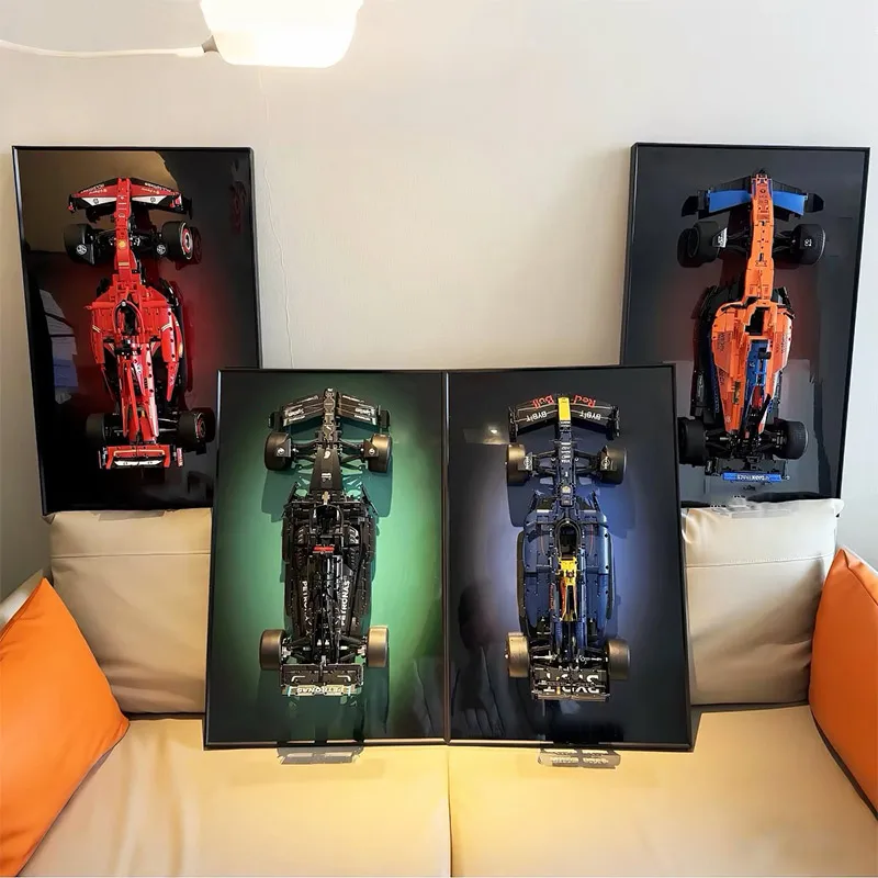 Wall-Mounted Background Display Frame, Compatible with LEGO 42228 McLaren MCL39 Building Block Race Car Model Display Wallboard view 4