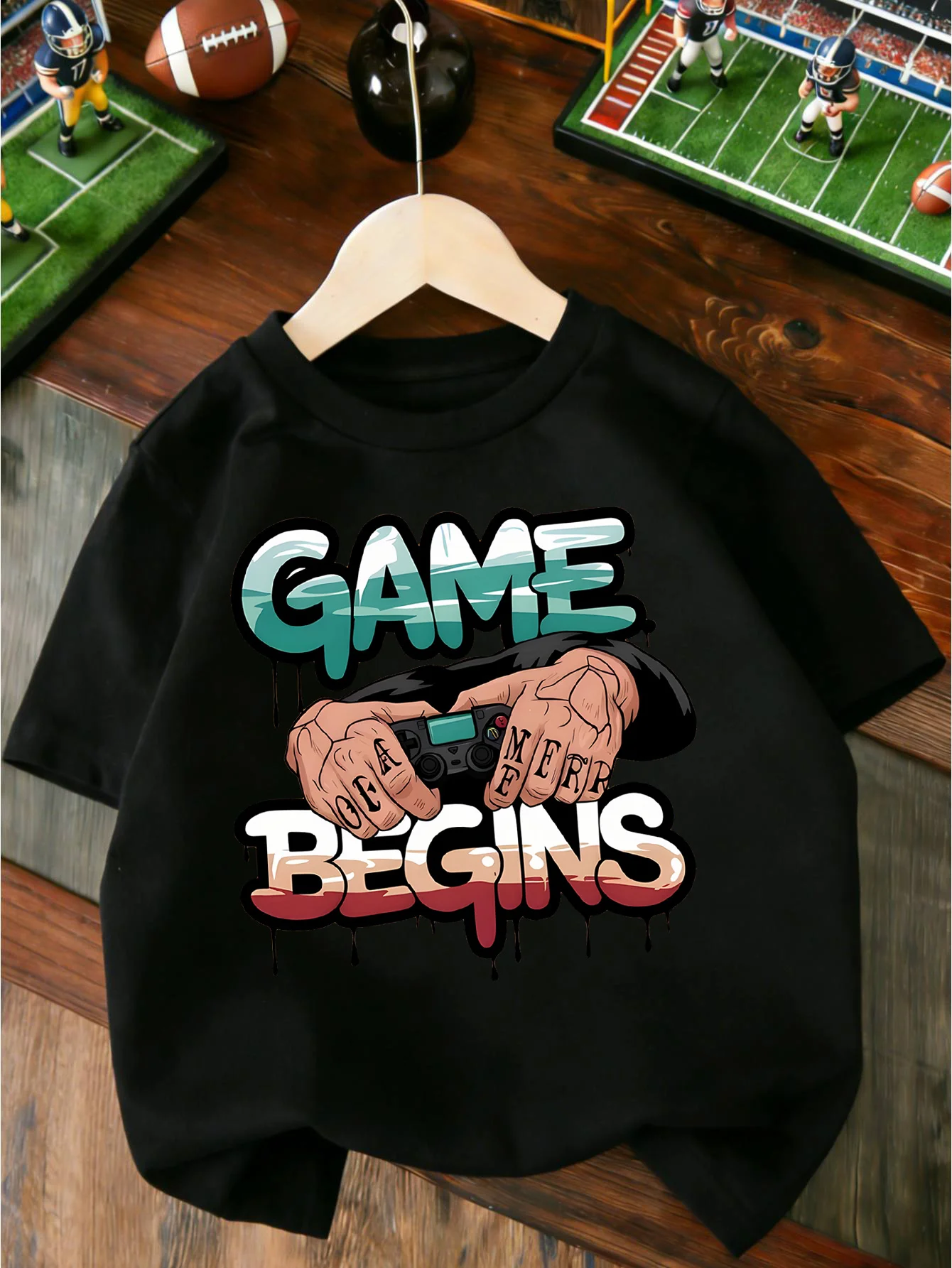 Graffiti Letter Gamepad Gaming Lover Graphic T Shirt Boys Girls Casual Short Sleeve Tee Family Matching Soft Cotton Kids Tops