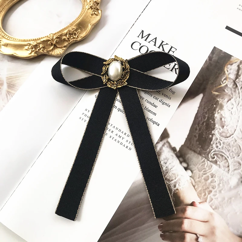 British Korean Girl Bow Tie Solid Color Shirt College Style All-match Sweet Temperament Bow Small Collar Flower Accessories