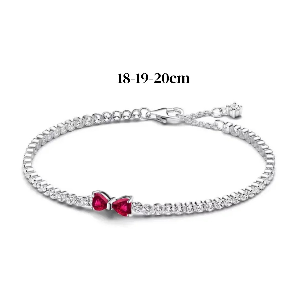 Christmas Party 925 Sterling Silver Red Bow Jewelry Set