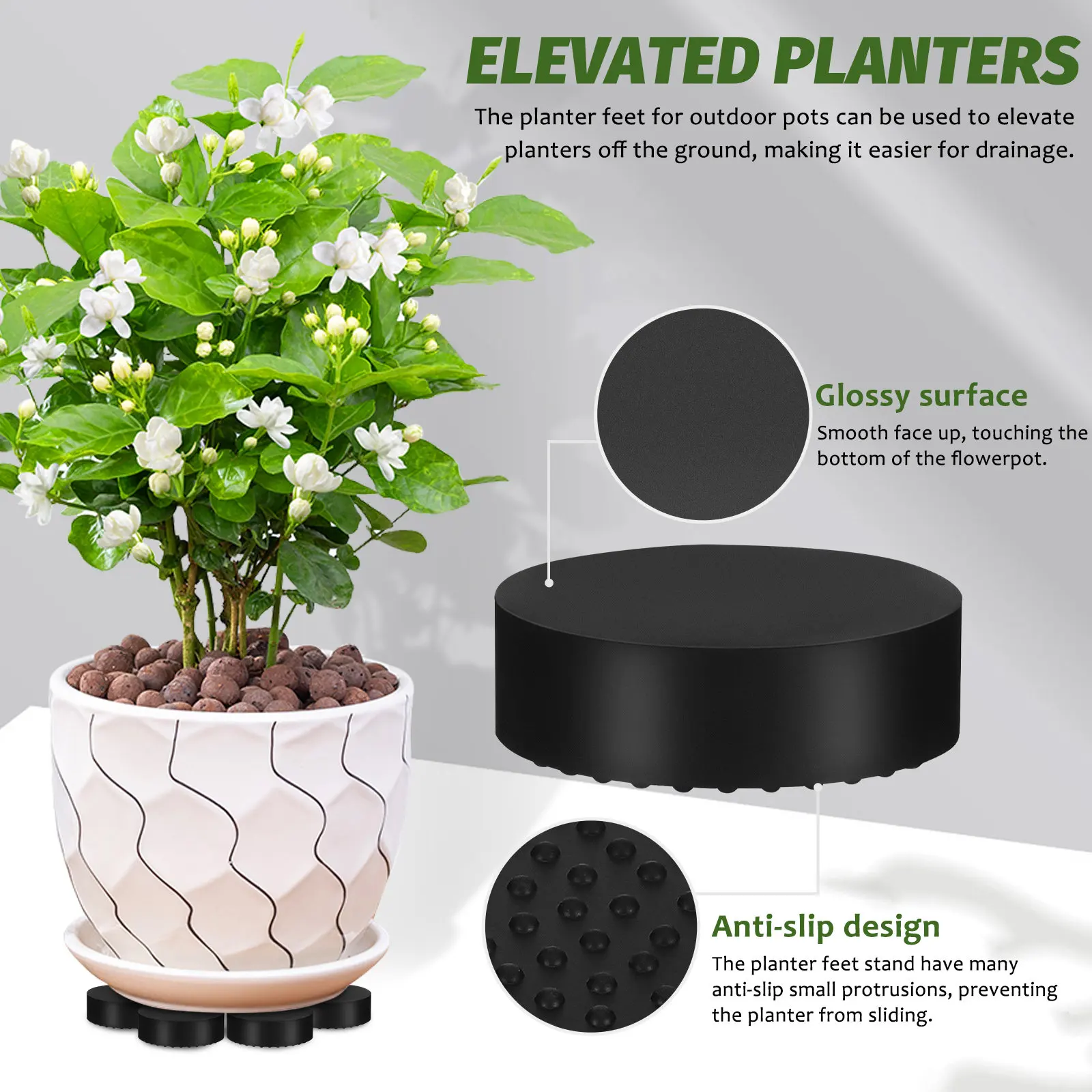 20Pcs Plant Pot Feet Weather Resistant Material For Garden Circular Flower Risers Rubber Outdoor Elevated
