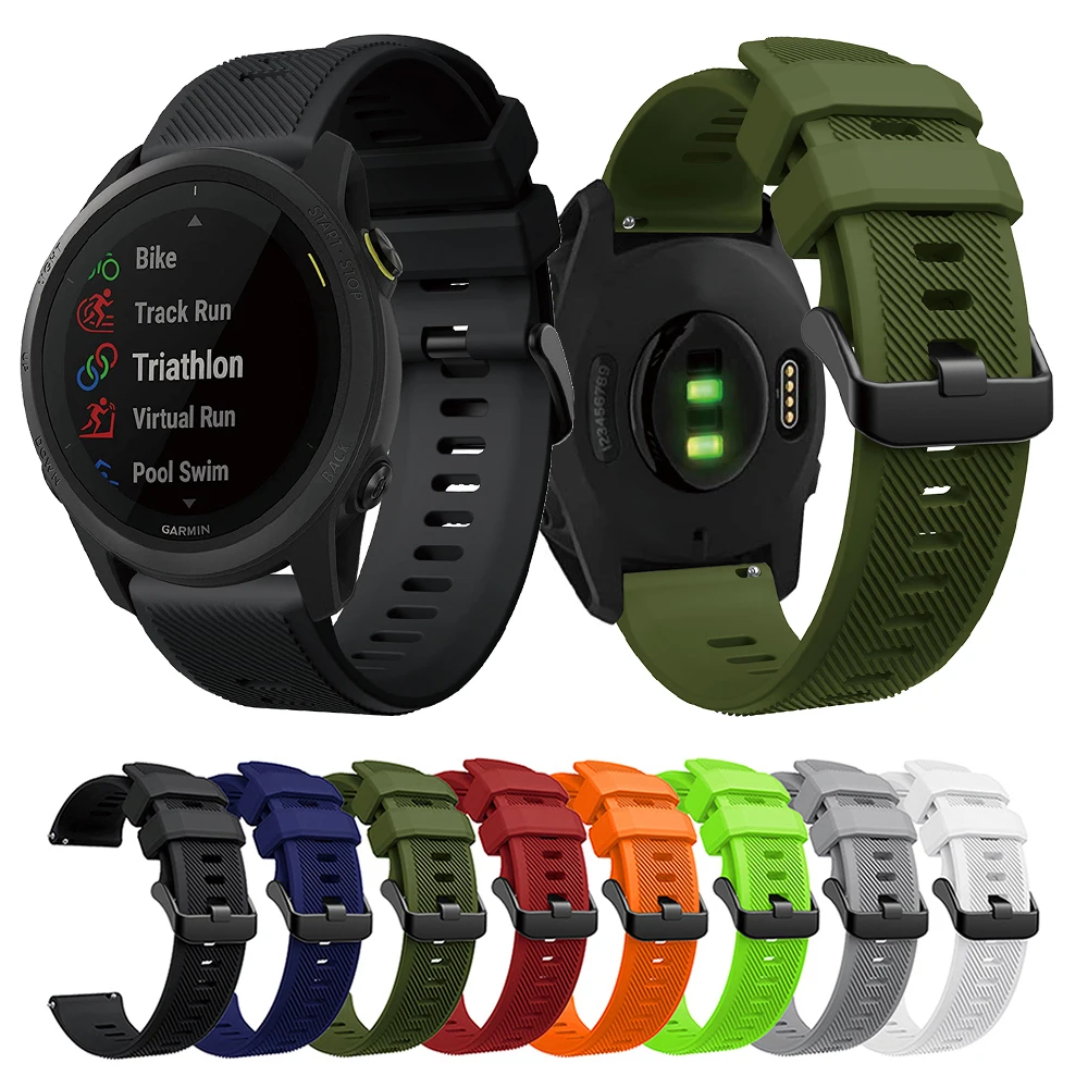 Bracelet de montre en silicone pour Garmin Forerunner 745, bracelet de montre intelligent, 22mm