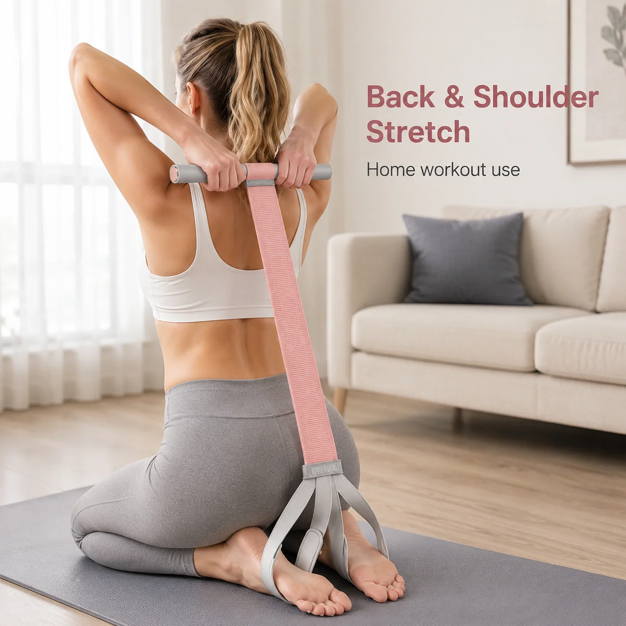 Foot Pedal Resistance Band Elastic Exercise Puller Sit Up Assist Foam Handle Portable Daily Home Fitness Training for Apartment