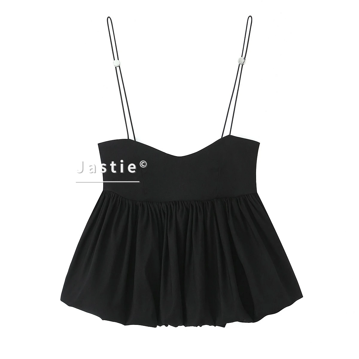 Minimalist Black Bubble Hem Cami Top Women Sexy Backless Spaghetti Strap Blouse Chic Summer Party Clubwear Outfits Robe 2026