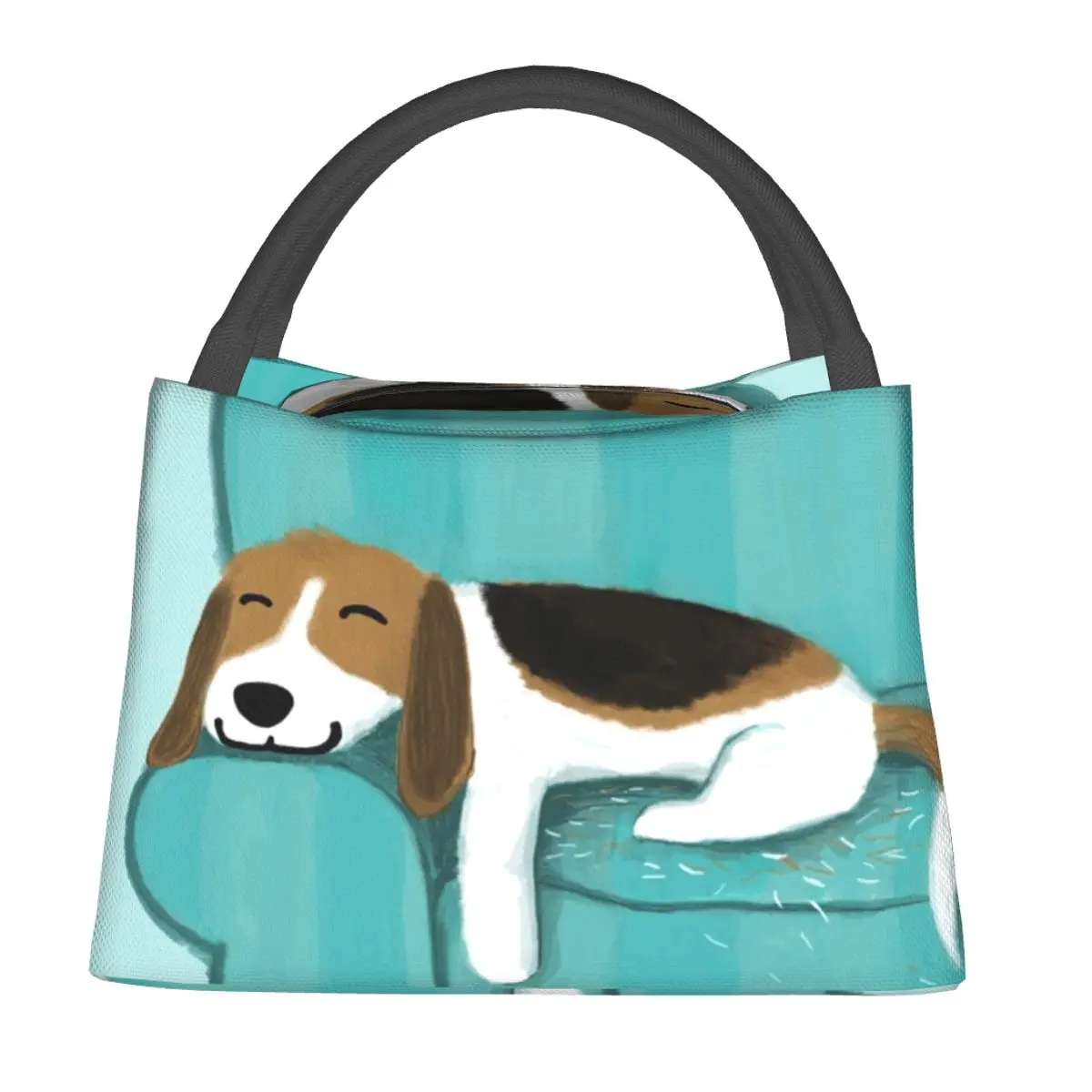 Happy Couch Dog Cute Beagle Throw Insulated Lunch Bag for Women Children Portable Food Boxes Thermal Lunch Box Tote