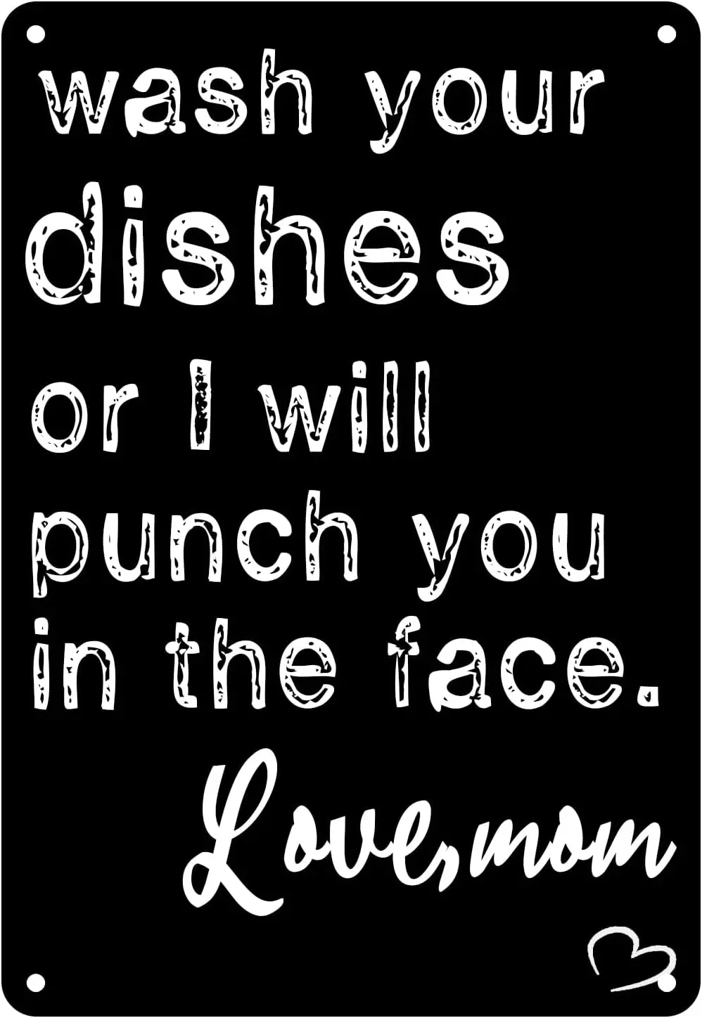 Kitchen Signs Wall Decor Funny Metal Tin Sign Vintage Man Cave Decor, Wash Your Dishes Or I Will Punch You In The Face es-alumin
