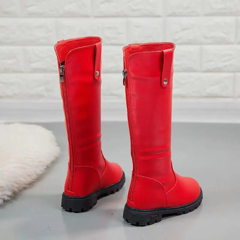 Kids Girls Thermal Fleece Lined Winter Boots Classic Stylish Winter Footwear for Children Warm Cozy Knee High Boots