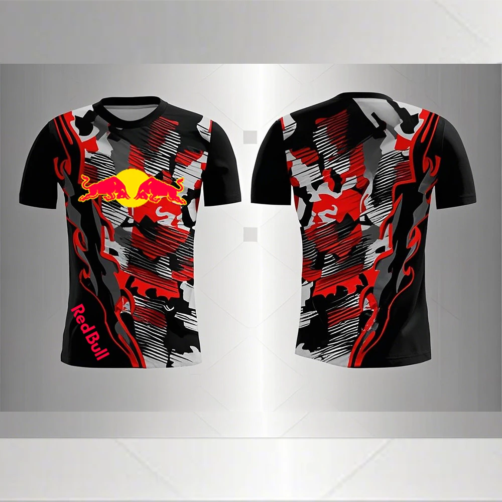 New Red Bull Racing Men's T-shirt Summer 3D Printing Fashionable Men's Racing Sports Red Bull Logo Adult T-shirt Children's Top