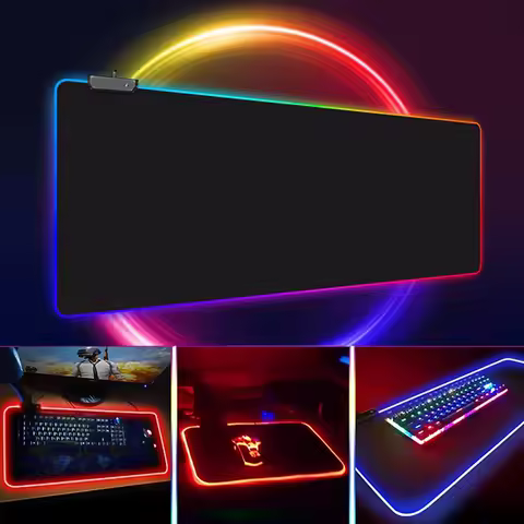 RGB Mouse Pad Computer Keyboard Mousepad Luminescence Mat Gaming Big Desk Mat Non-slip Rubber Base for Computer Office and Home