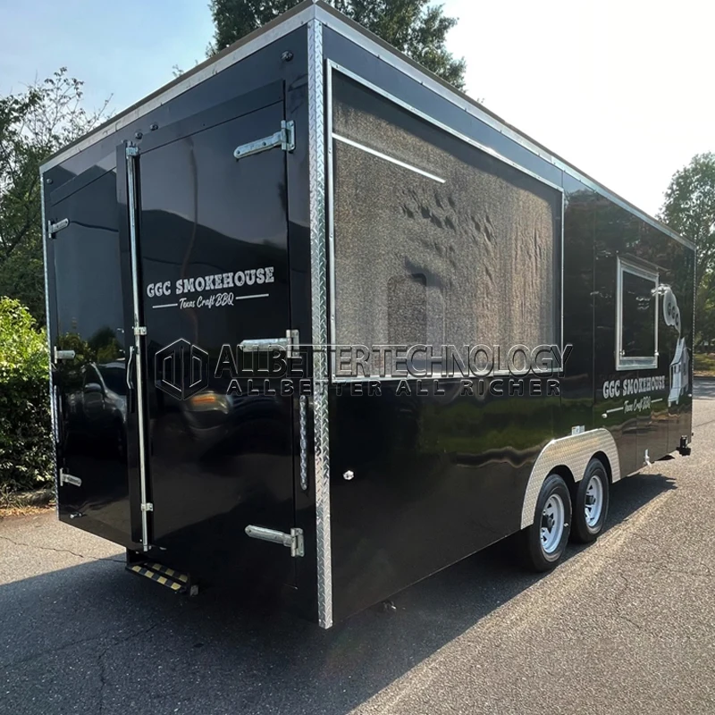 Allbetter Luxury Mobile Kitchen Trailer Fully Equipped Commercial Kitchen Fries Pizza Burger Ice Cream Fast Food Truck Trailer