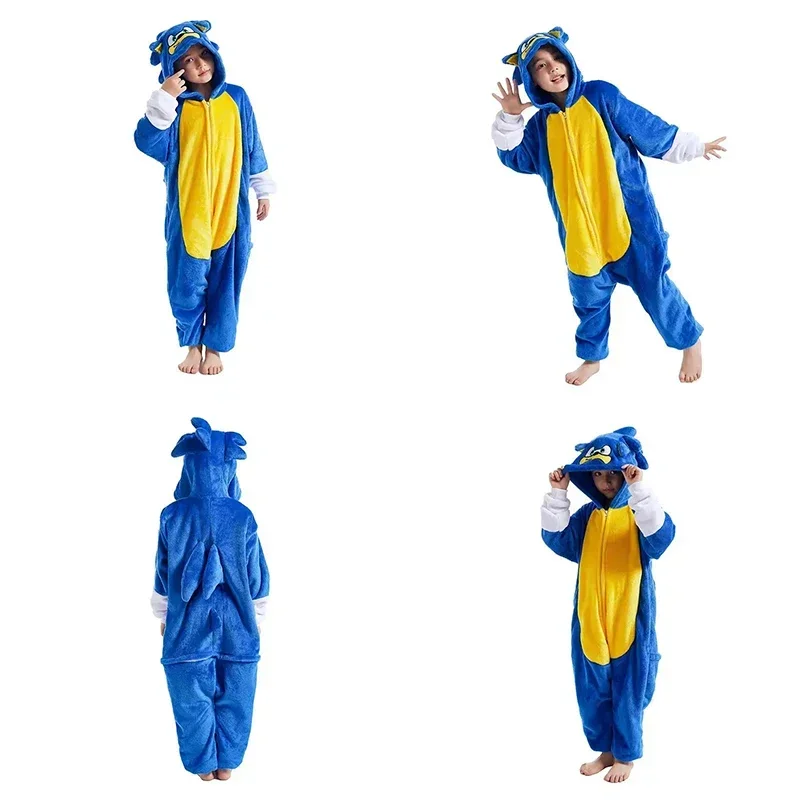 Cartoon Anime Sonics One-piece Pajamas Hedgehog Creative Game Peripheral Fashion Children's Student Home Clothes Pajamas Gifts