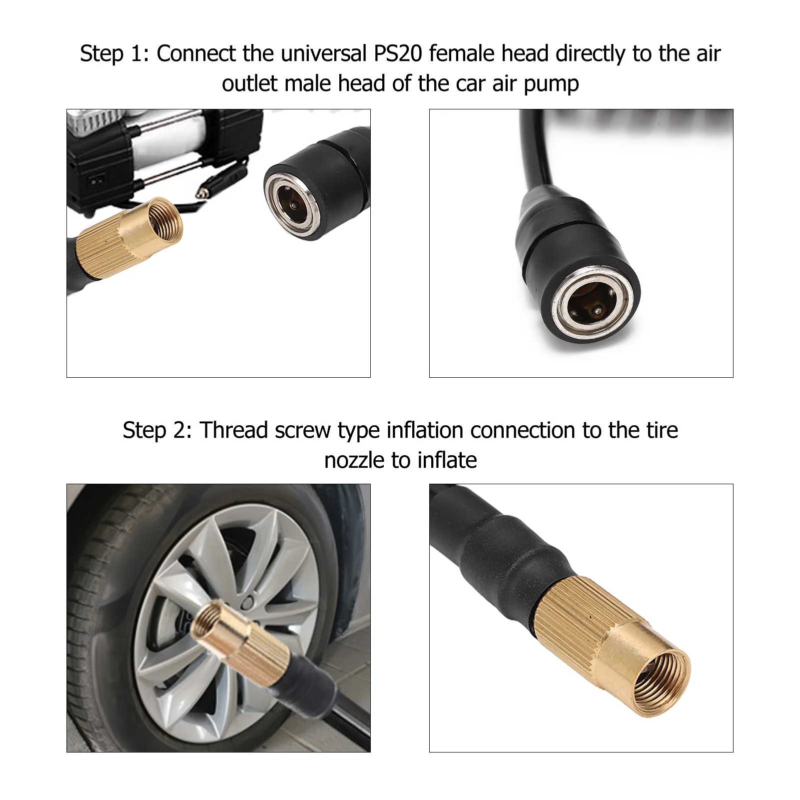 Car Air Pump Hose 9.84ft PS20 Female Plug Inflator Extension Tube for American Tire Nozzle Car Motorcycle Auto Tire Pump Hose