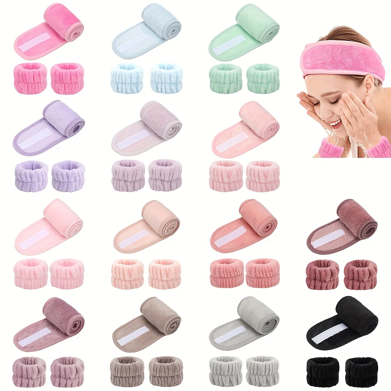 Kit de 3 Diademas con Broches para Mamá e Hija, 1 Diadema con 2 Pulseras, Accesorios Suaves para el Cabello para el Cuidado de la Piel, Maquillaje y Uso Diario