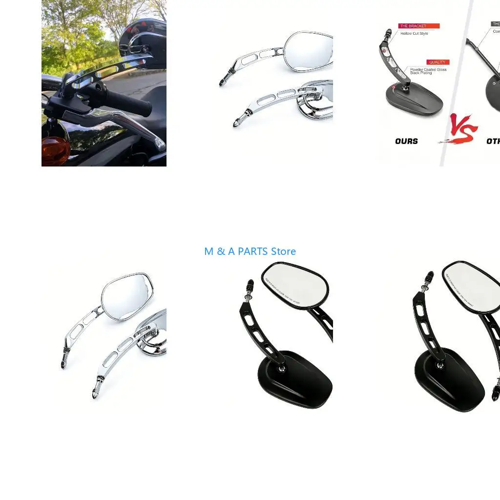 U1JF 2 Items Extended Stem 8mm Motorcycle Rear View Mirrors With Enhanced Visibility