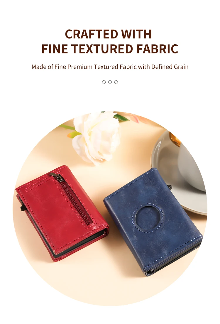 Herren Damen Dreifach-Geldbörse aus PU-Leder mit AirTag-Halterung, Pop-Up-Kartenetui, magnetisch, minimalistisch, retro, schlank, Kreditkartenetui – Detail 10