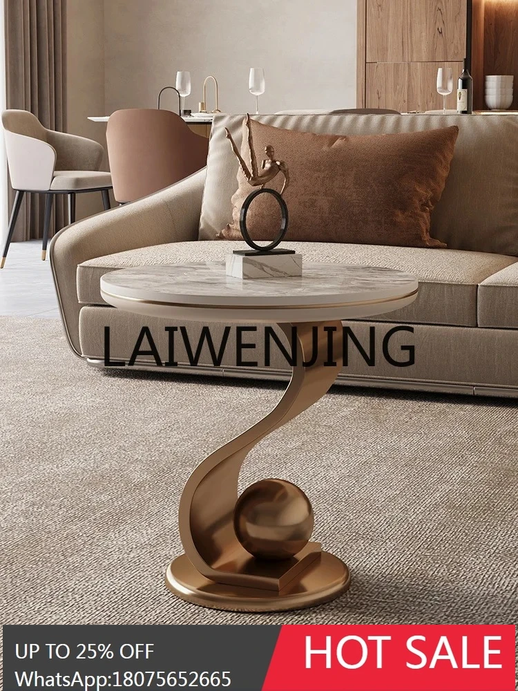 

RWJ Light Luxury Small round Sofa Stone Plate Side Table Simple Modern
