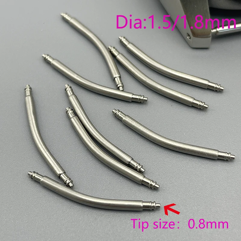 10/20PCS Dia 1.5mm/1.8mm Curved Spring Bar Watch Strap link Pins Fits 16mm-26mm Watch Band Bracelet Stainless Steel Link Pins