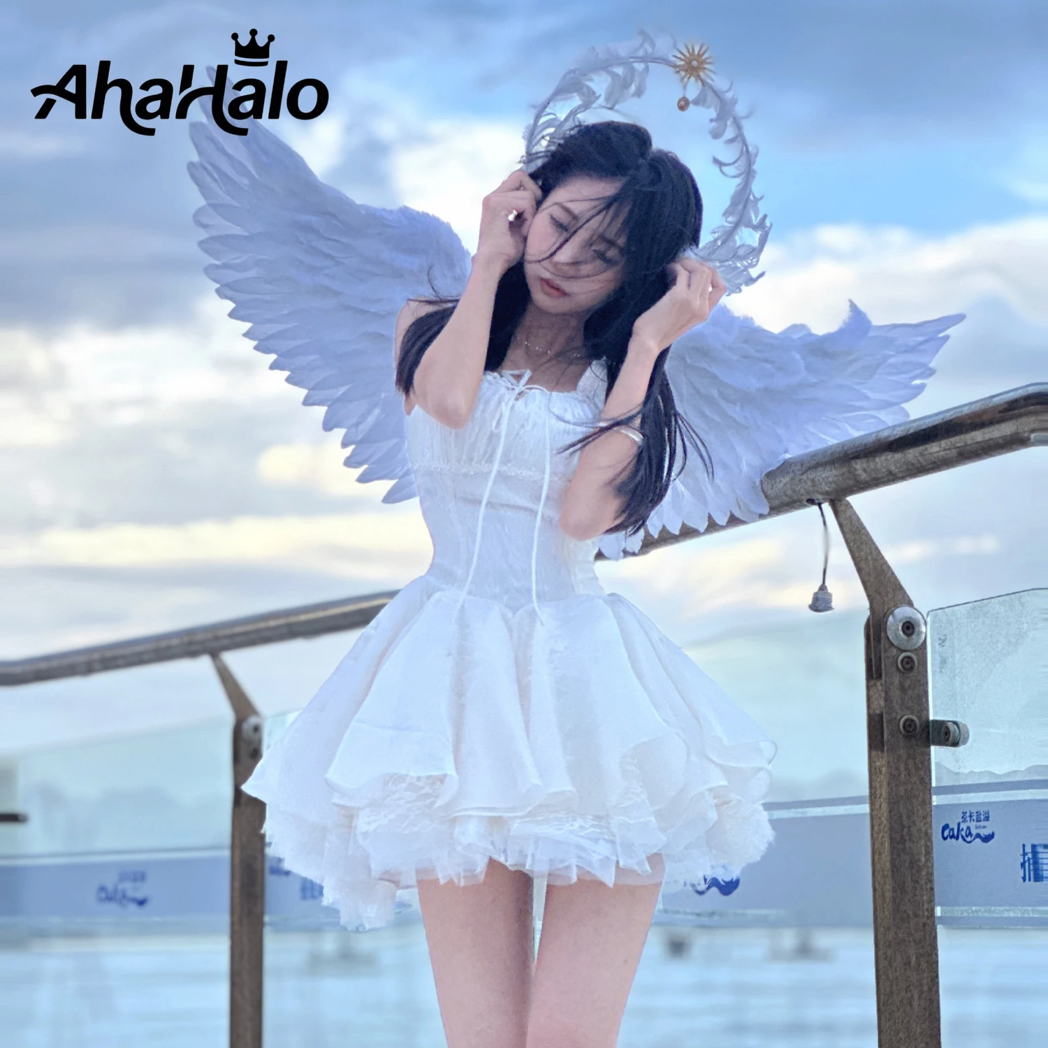 Large Angel Wings and Halo Adult Feather Angel Wings Costume for Women Halloween Cosplay Costumes Halo Included Feather Wing 4