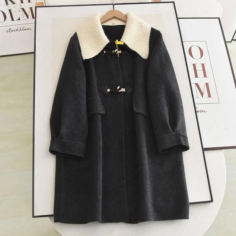 

Шерстяное пальто со съемным воротником, модная универсальная твидовая верхняя одежда для колледжа, зимний сезон, женская премиум-класса Faion