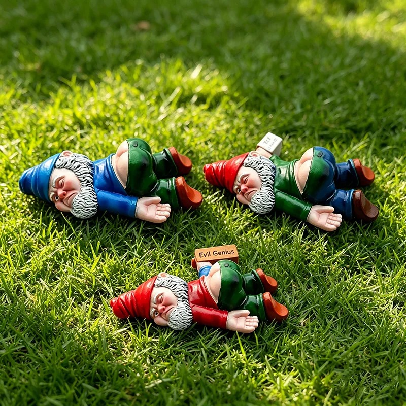Drunken Garden Gnomes  Funny Resin Statues for Home Decor  Whimsical Indoor Outdoor Ornaments EcoResin Weatherproof