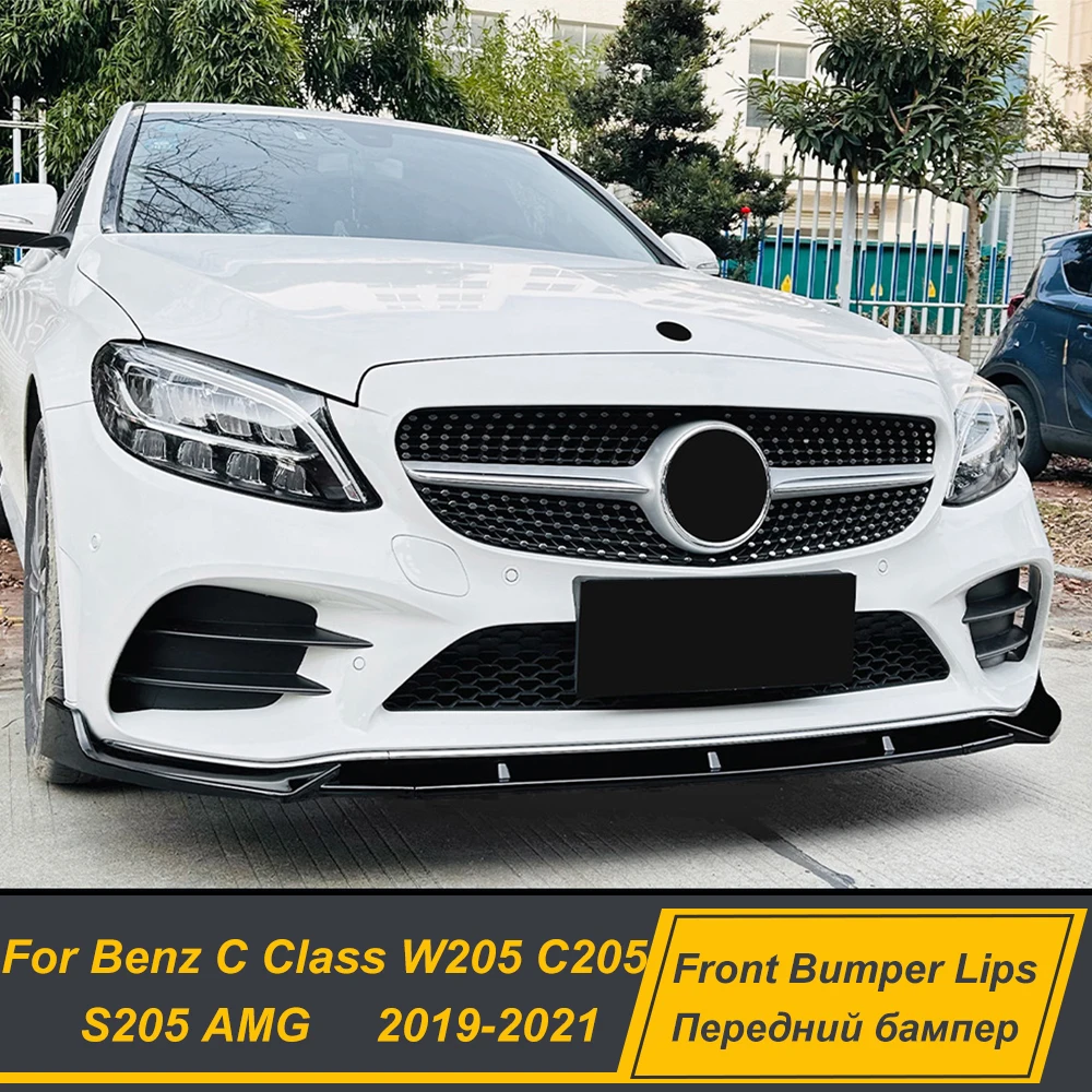 For Mercedes Benz C Class W205 C205 S205 AMG 2019-2021 Front Bumper Splitter Lip Spoiler Diffuser Bodykits Exterior Accessories