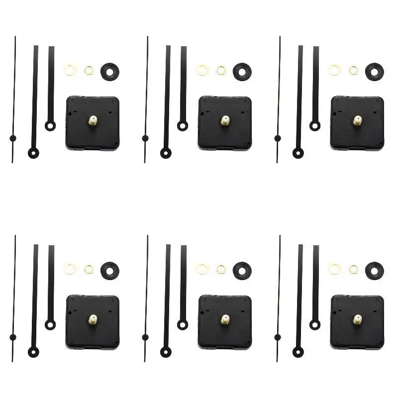 6Pack X(Quartz Clock Movement Mechanism DIY Kit for Wall Clock Parts Hour Minute Hand Home Decoration