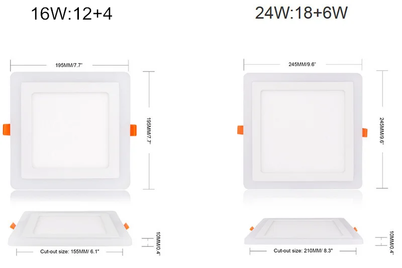 Factory Wholesale White + RGB LED Panel Light and Remote Control 6w/9w/16w/24W Recessed LED Ceiling downlight Acrylic Panel Lamp