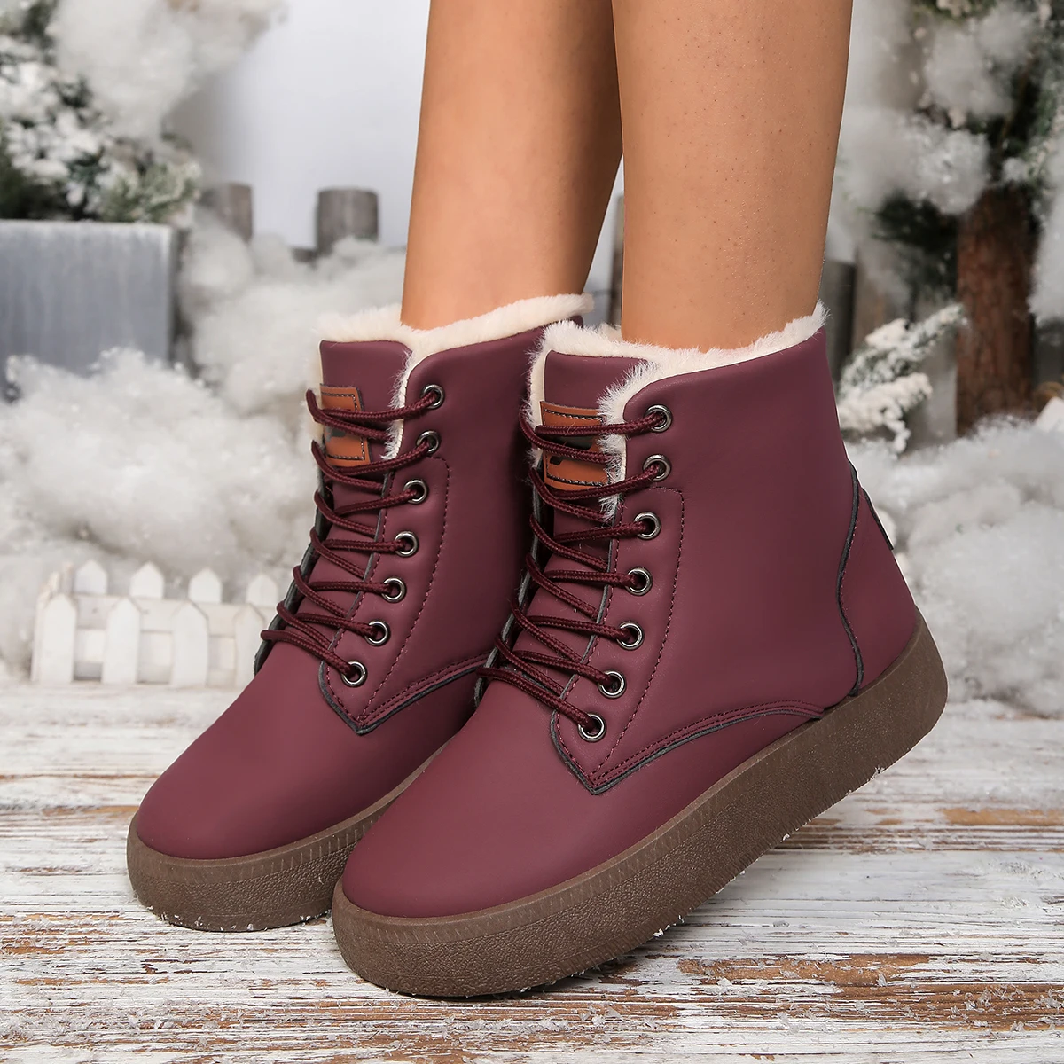 

Women's Warm Genuine Wool Ankle Boots Lace-Up Versatile Cold Weather Shoes Affordable Clearance with Free Shipping