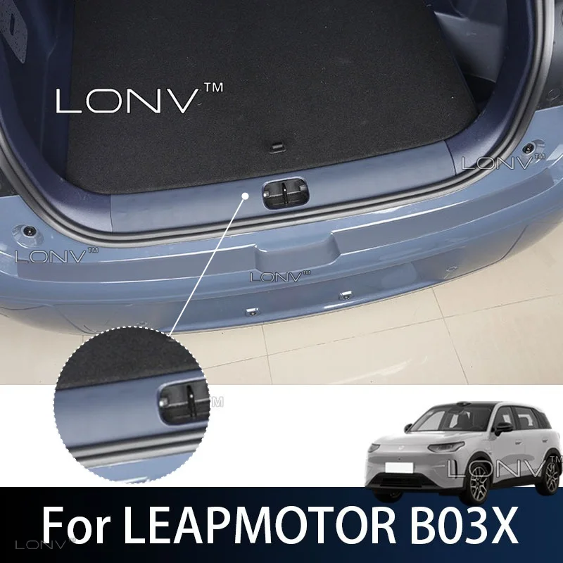 Für LEAPMOTOR B03X 2026 2027 Kofferraum-Heckschutz Leder-Schutzpolster Heckklappen-Kratzschutz-Schwellenleiste Innenverkleidung