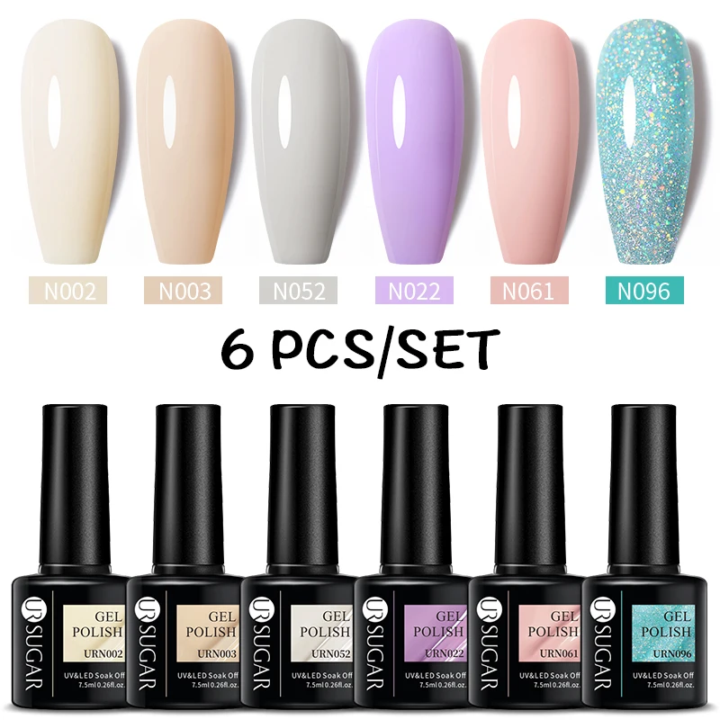 Ur Suiker 7.5Ml Kleur Gel Nagellak Set Glitter Nude Rode Herfst Vernissen Kit Weken Van Uv Led Gel Semi-Permanente Nail Art