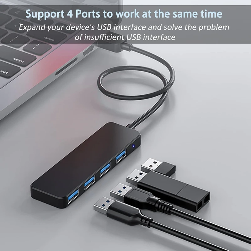 4 Ports USB Hub, USB 3.0 Hub USB Splitter USB Expander For Laptop, Flash Drive, HDD, Console, Printer, Camera,Keyboard image 3