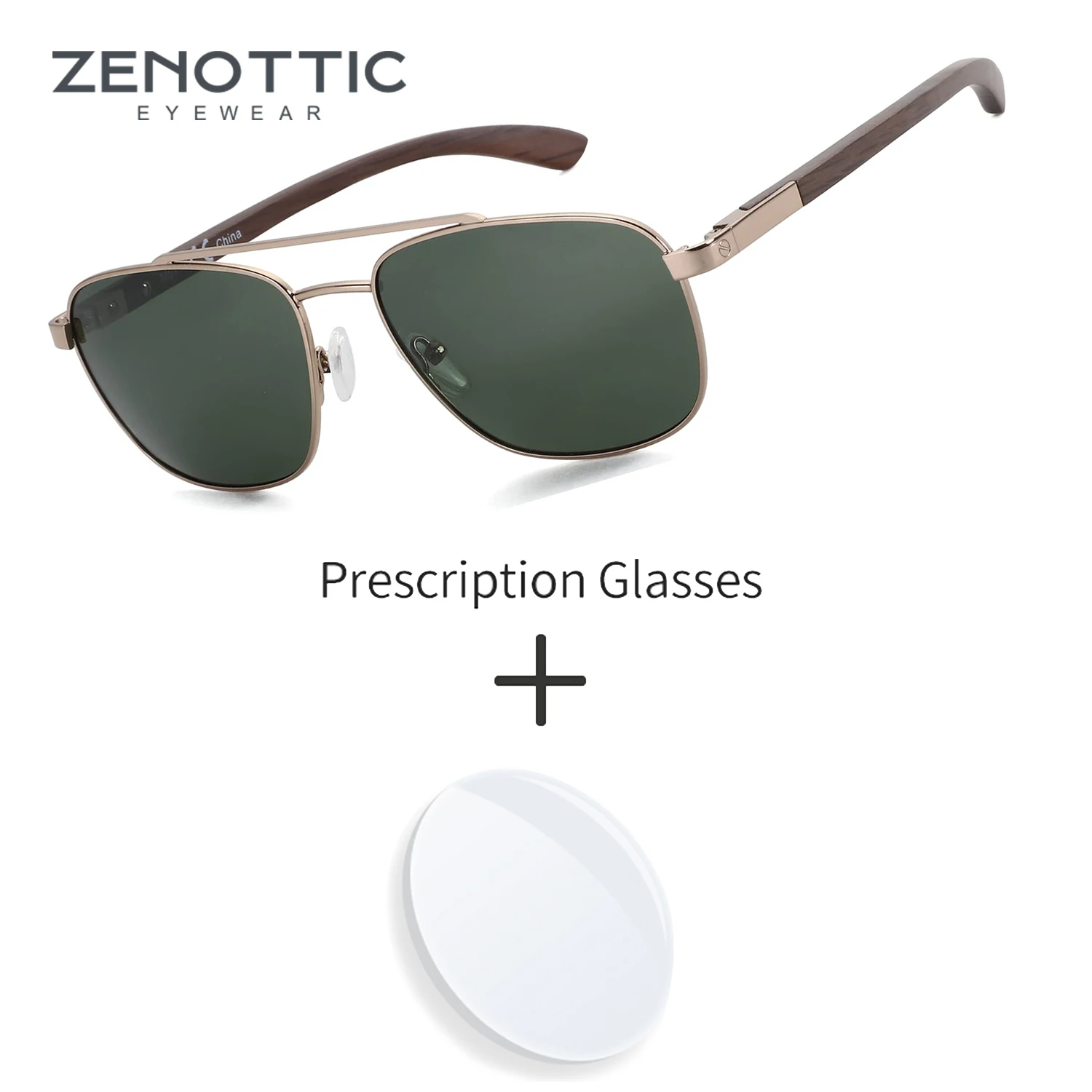 ZENOTTIC Fashion Aviator Prescription Sunglasses for Men Metal UV400 Polarized Progressive Optical Sun Glasses