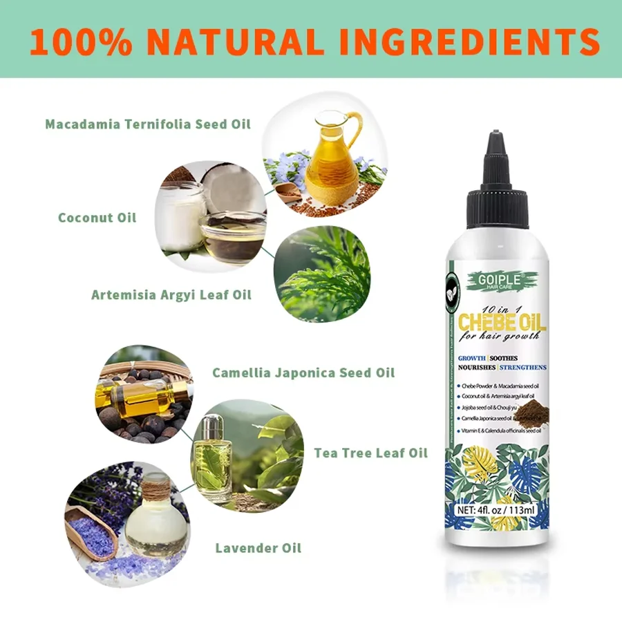 Natural Chebe Oil Essence Hair Growth Repair Damaged Anti Hair Break Loss Treatment Moisturizing Scalp Hair Strengthener Oil