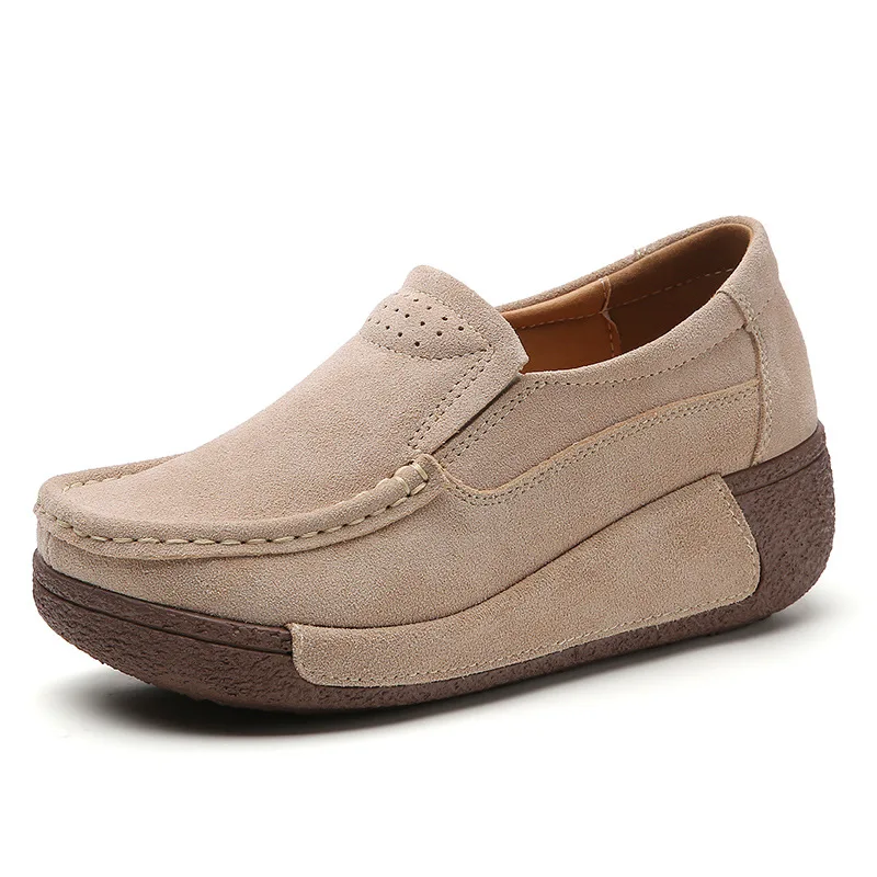 

High Quality Women Suede Wedge Loafers Autumn Slip on Casual Comfortable Mom Shoes Non-slip Platform Moccasins Zapatos De Mujer