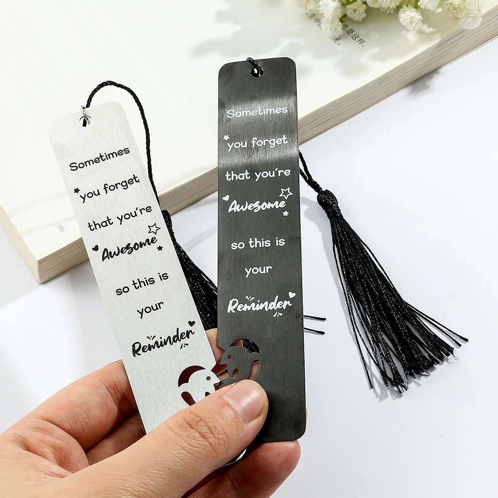 2Pcs/set Couple Stainless Steel Bookmarks for Book Lover Gifts Metal Book Mark with Tassel Reading Supplies Anniversary Gifts