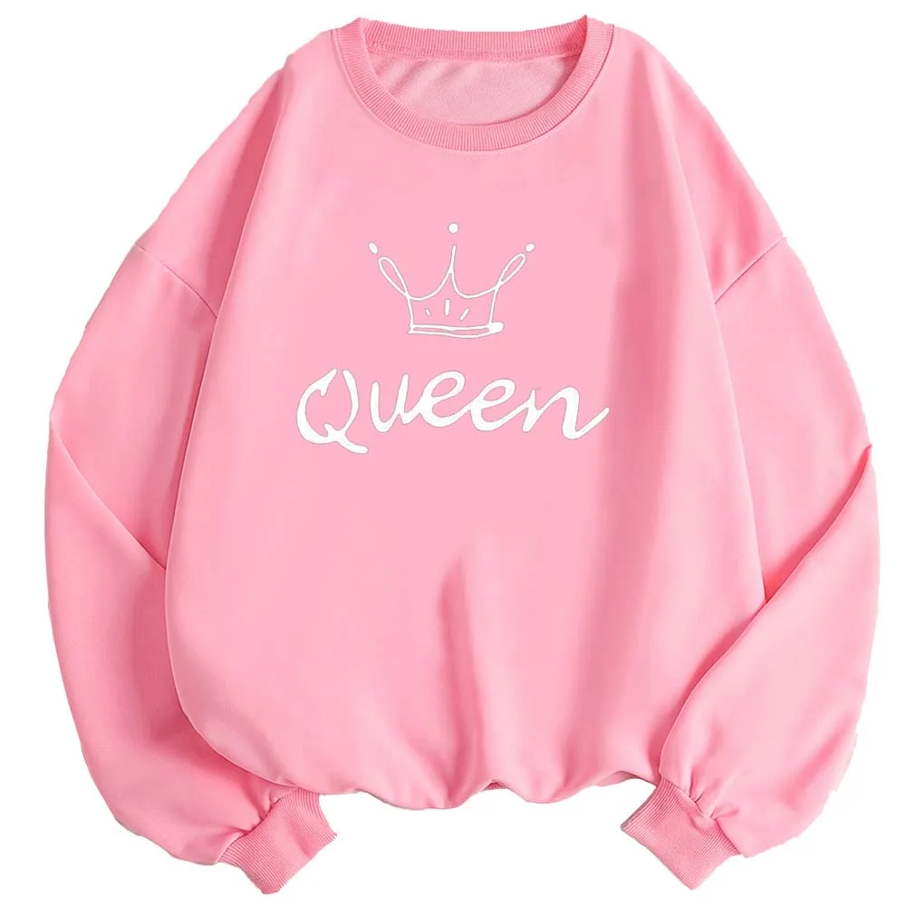 Stylish and versatile, a loose fit and comfortable all-season sweatshirt with a casual style crown monogram print outfit