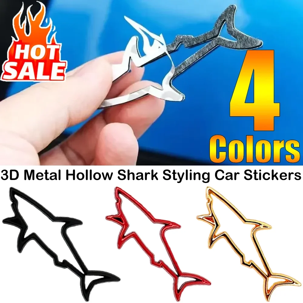 

3D Metal Hollow Shark Styling Car Stickers Waterproof Creative Fish Shape Cars Motorcycle Decorative Decals Auto Accessories