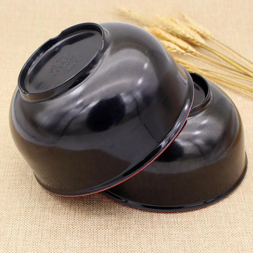 Melamine Black And Red Bowl Imitation Porcelain Rice Soup Bowls Tableware For Restaurant Home Supplies