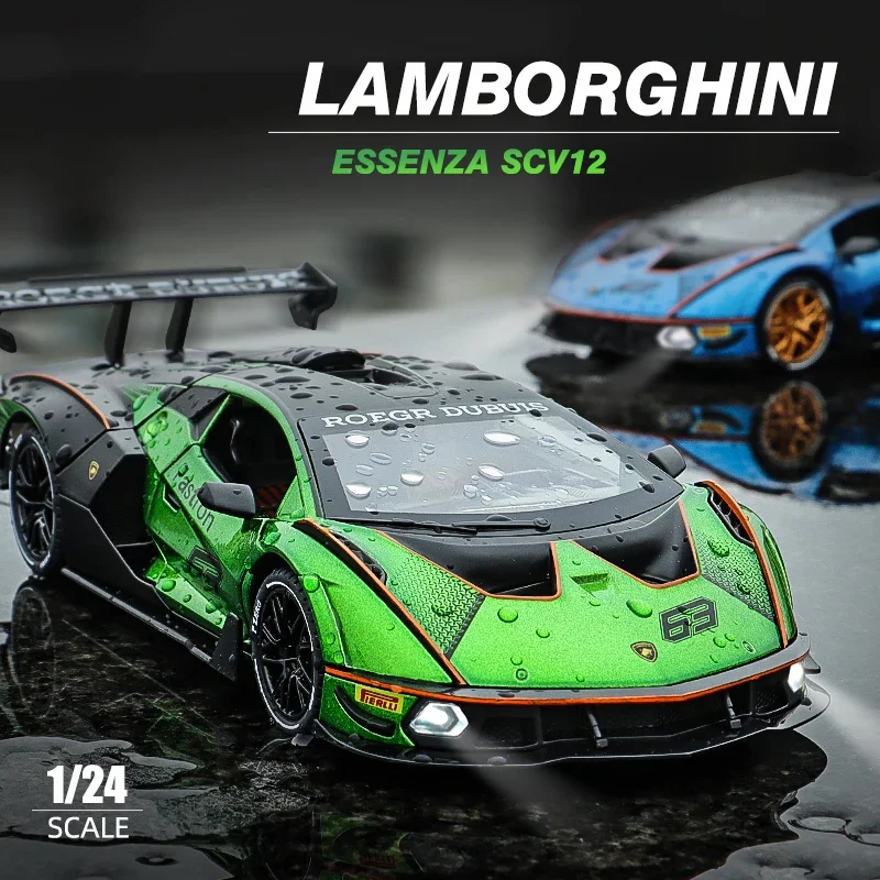 1:24 Lambos Essenza SCV12 Alloy Sports Car Model Diecast Sound Super Racing Lifting Tail Hot Car Wheel For Children Gifts