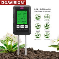 Digital 6 in 1 Soil PH Meter Fertility Soil Moisture Sunlight Ambient Humidity Temp Tester Monitor Detector Garden Soli Analyzer