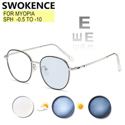Prescription Custom Myopia Spectacles -0.5 To -10 Men Women Metal Frame Glasses Photochromic Or Blue Light Blocking Lenses F066