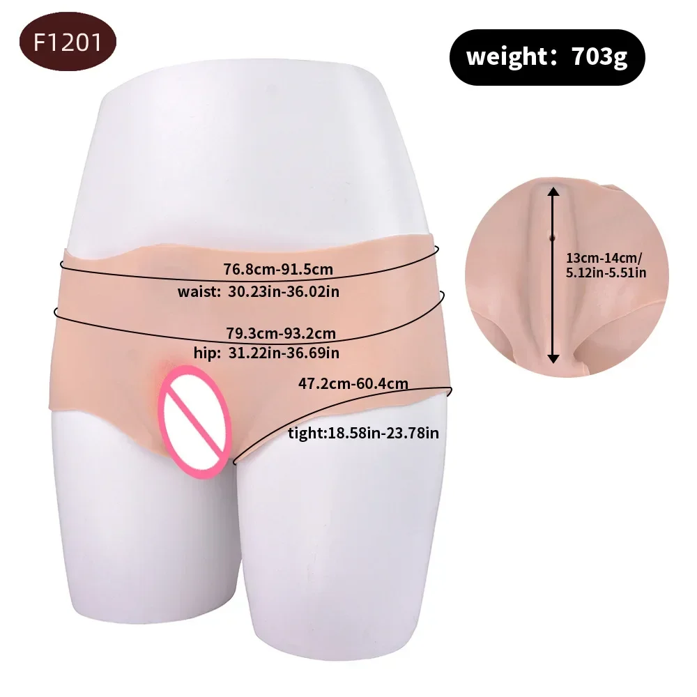 Realistic Pussy Silicone Triangle Pant Fake Vaginal Hiding Gaff Hip Enhancer for Sissy Transgender Crossdressers Panty Underwear