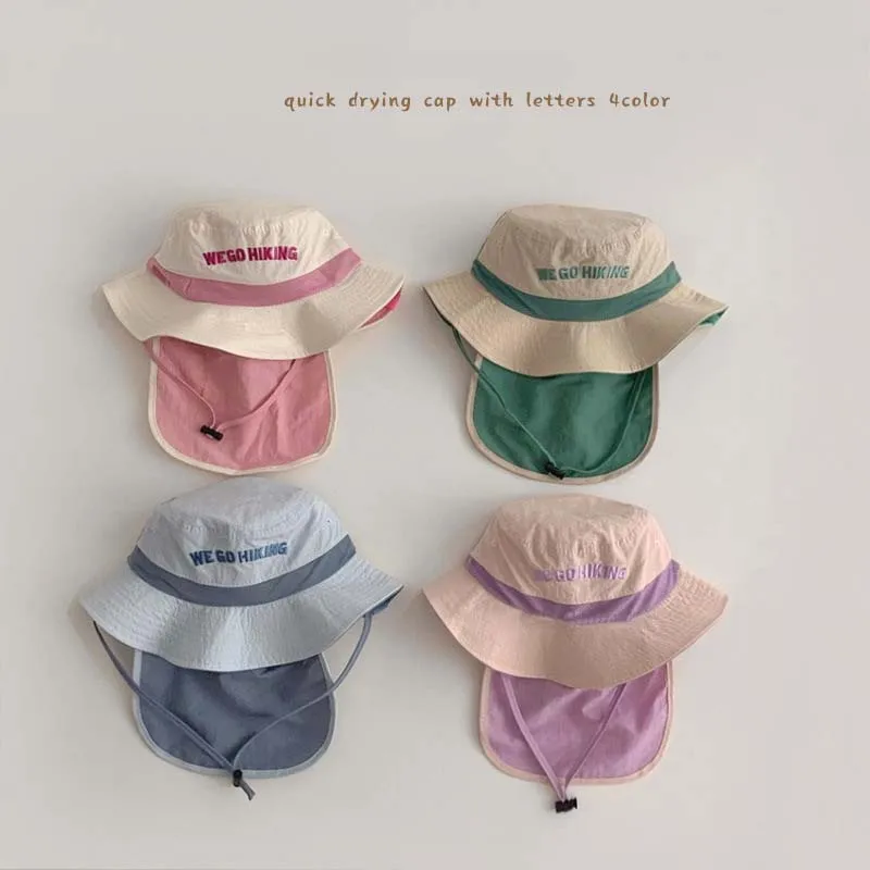 

2024 Summer Kids Bucket Hat Korean Children's Sun Protection Hat Quick Drying Boys Girls Big Brimmed Baby Hat Beach Caps