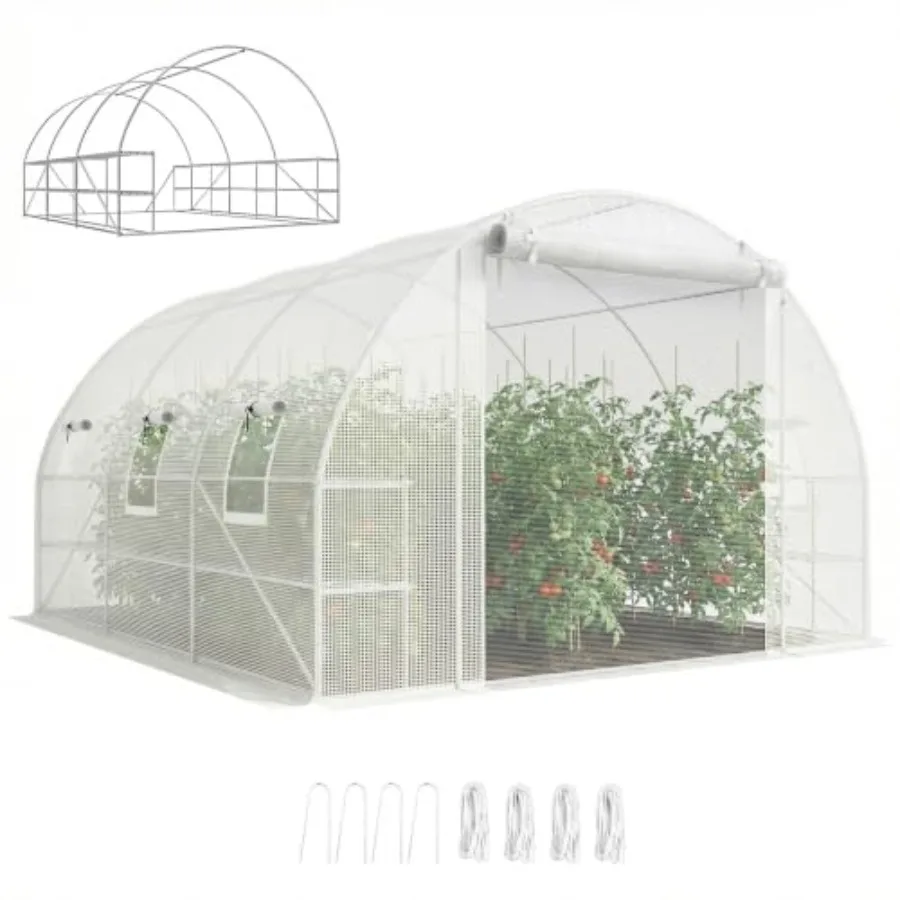 10'x11'x6' Walk-in Tunnel house Hoop House Mesh Door