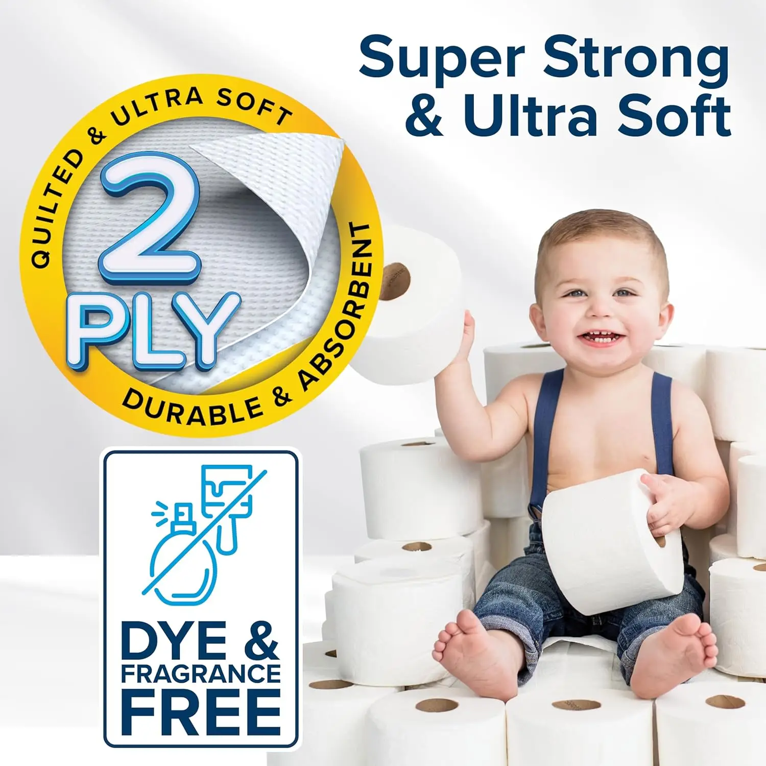 Camper & RV Toilet Paper 16-Rolls 2-Ply Quick Dissolve RV Septic Safe Bath Tissue - Dye & Fragrance Free - 500 Sheets Per Roll