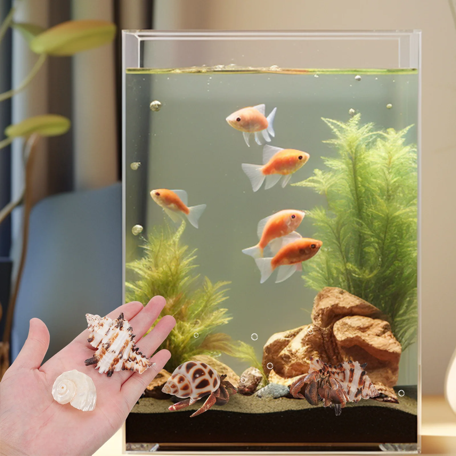 

1 set 1 Set Pet Coconut Hideout Natural Hermit Crab Shelter For Aquarium Terrarium Reptile Lizard Turtle Fish Cave Habitat Decor