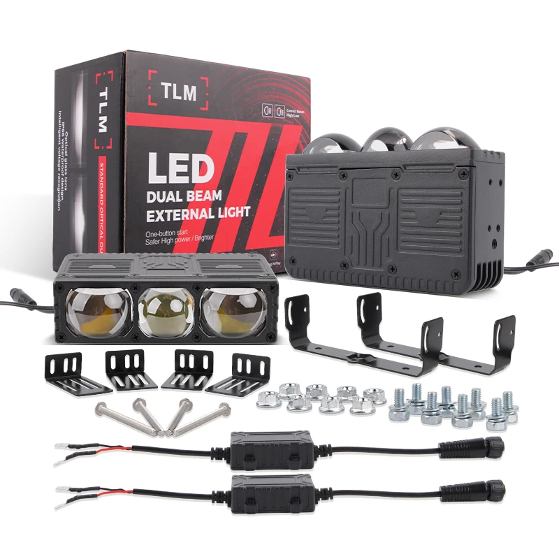Three-Lens LED Work Light Grid Light 3 Colors High Power 140W Spotlight IP67 Waterproof 24V for Truck off-road Vehicles LED