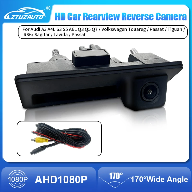 AHD 1080P 170° Golden Lens Trunk Handle Rear View Camera for Audi A3 A4 A6L Q3 Q5 Q7 VW Passat Touareg Tiguan Sagitar Vehicle