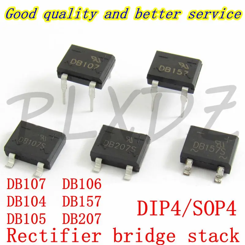 10PCS DB107 DB104 DB105 DB106 DB157 DB207 DB107S DB104S DB105S DB106S DB157S DB207S DIP SOP 1A Ponte raddrizzatore stack