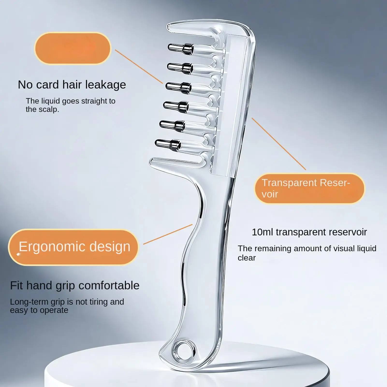 Hair Scalp Oil Applicator Leak-Proof Refillable Hair Scalp Massaging Brush Transparent Essential Oil Applicator Massage Comb